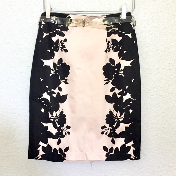 NWOT Worthington Floral Pencil Skirt With Belt S:6 - Picture 2 of 6